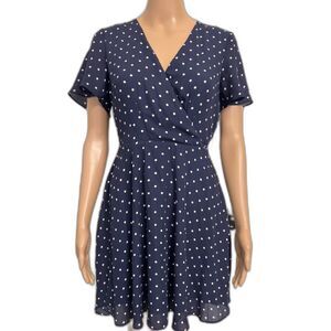 2/$40 Express Navy Blue White Polka Dot Dress NWOT